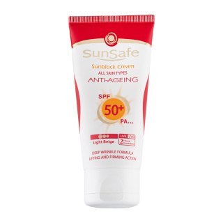 کرم ضد آفتاب و ضد چروک رنگی سان سیف با spf50